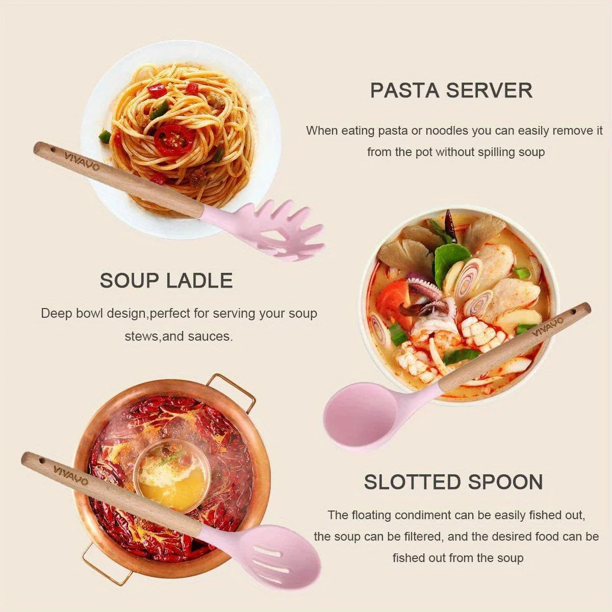 Original China Imported 12 Pcs Silicone Kitchen Set Wooden Handle and Storage Box