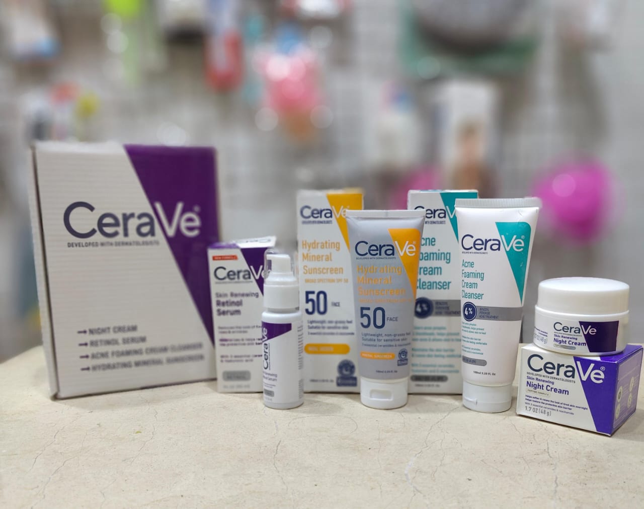 CeraVe 4 in 1 Skincare Kit Night Cream, Sunblock, Cleanser & Serum for Radiant Skin