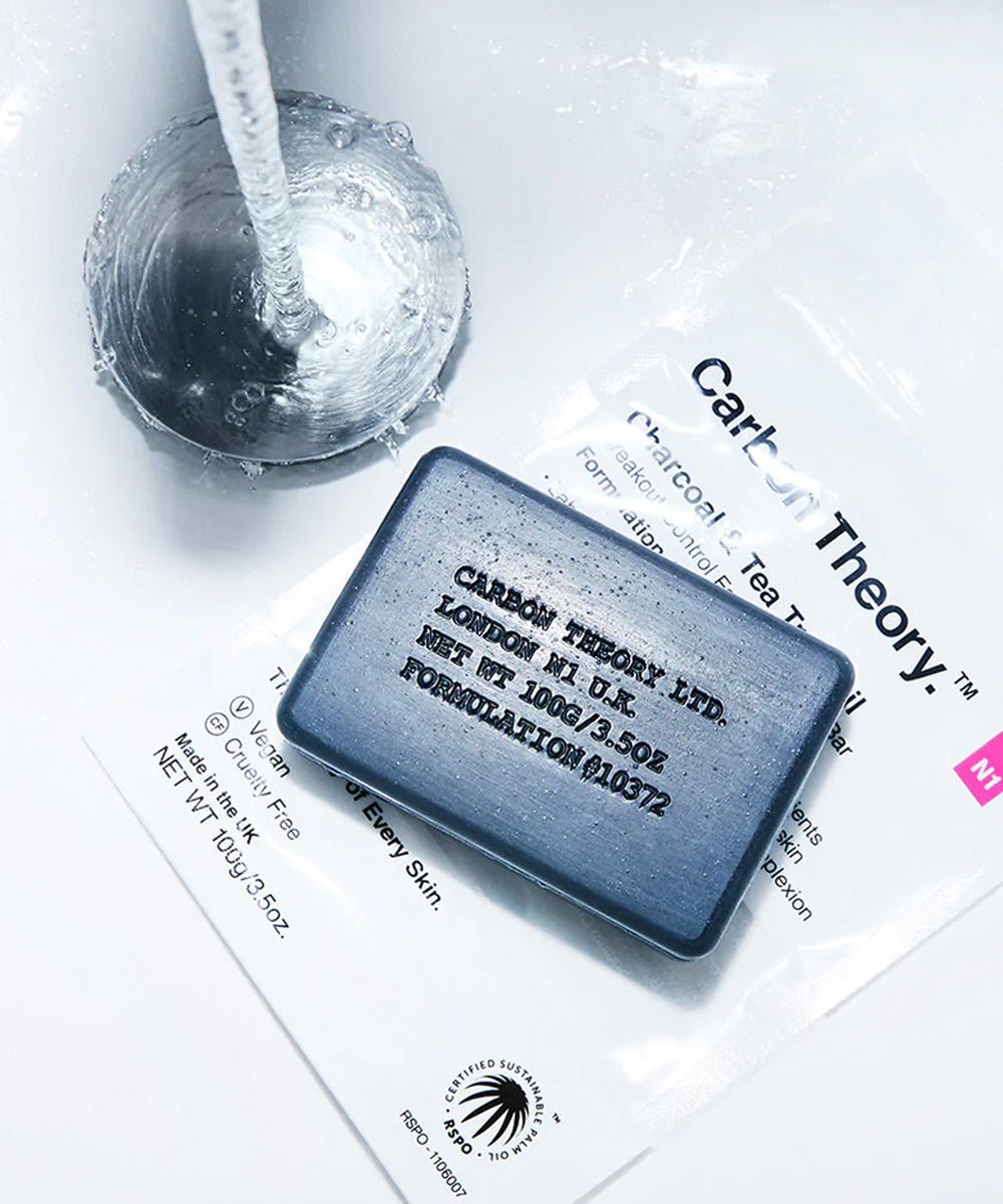 Carbon Theory - Facial Cleansing Bar with Activated Charcoal & Tea Tree Oil for Breakout Prevention