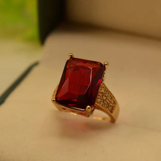 Openable Beautiful Design Real Stone Gold Plated Ring